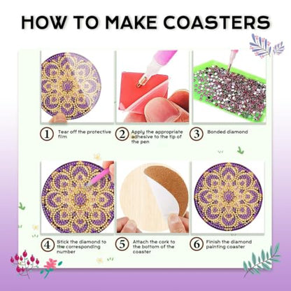 Leatrice 8pcs Mandala Diamond Art Coasters Diamond Painting Kits for Adults - color: AB mandala