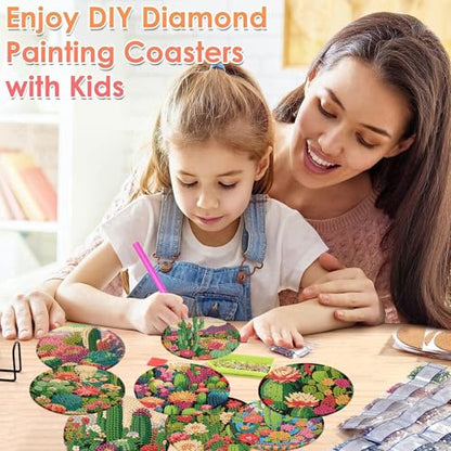 ijbnhd 8 Pcs Cactus Diamond Art Coasters Kit Diamond Painting Coasters - color: Cactus