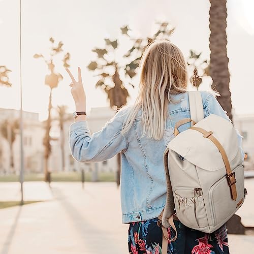 BAGSMART Camera Backpack DSLR Camera Bag Backpacks for Photographers - color: A-ivory White[single Buckle]