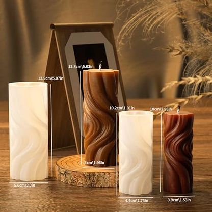 2 Pack Spiral Wave Resin Casting Molds - Silicone for 3D Animal Candle Making - color: column-wave-2-pack-32823
