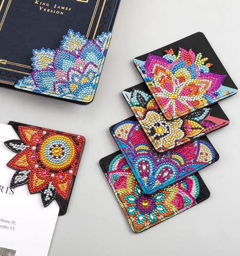 6 PCS Diamond Art Bookmarks Diamond Painting Bookmarks for Book Lovers - color: Mandala Floral Style I