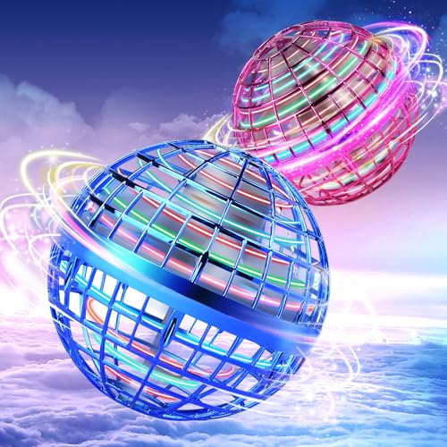 Vrainito Flying Orb Ball 2025 Upgrade, 2 Pack Hand-Controlled Flying Orb Toy, 360° Rotating Cosmic Globe Hover Ball for Kids (Blue + Purple) - color: Blue + Purple