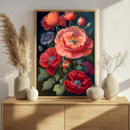 Poppy Paint by Numbers Kit for Adults, 16x20 inch - color: FLOWER01 without frame