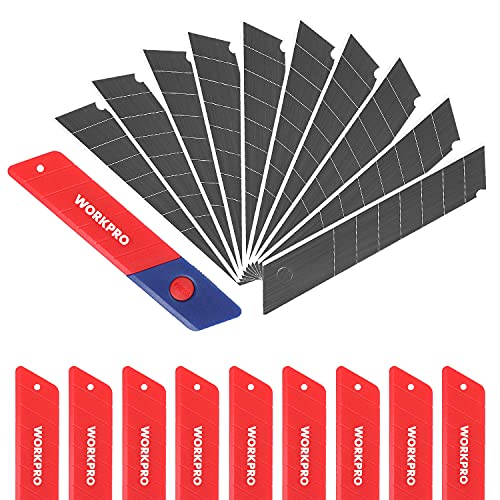 WORKPRO 18mm Snap-Off Blades, SK5 Heavy-Duty Replacement Blades, 100-Pack - size: 4 inches