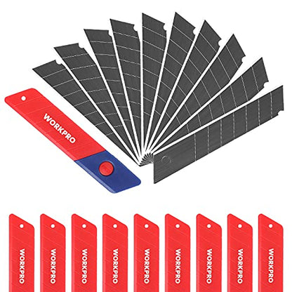 WORKPRO 18mm Snap-Off Blades, SK5 Heavy-Duty Replacement Blades, 100-Pack - size: 4 inches