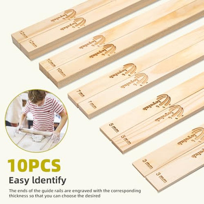Leyclub Pottery Rolling pin Guides, 5-Size for Precise Clay Thickness - color: RollingPin Guide