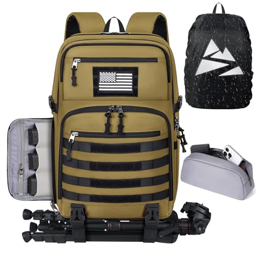 SDYSM Waterproof Camera Backpack 15.6 Inch,Camera Bags for Photographers - color: Brown