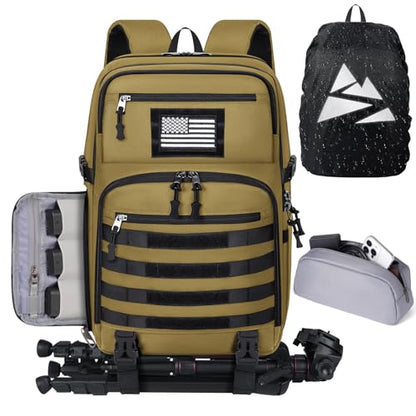 SDYSM Waterproof Camera Backpack 15.6 Inch,Camera Bags for Photographers - color: Brown