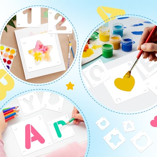 Letter Stencils 80Pcs 3&4Inch Large Alphabet Number Reusable Stencils - size: 3Inch+4Inch