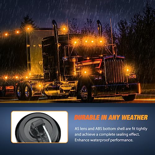 Nilight 2" Round Marker Light 2PCS Amber 9LED Clearance Lights Flush Mount - color: Amber 2Pcs 9LED