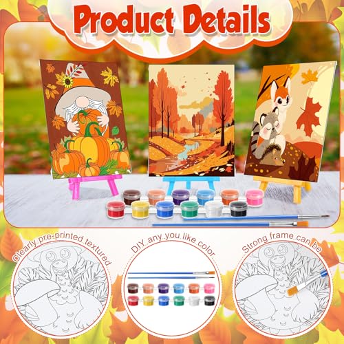 Blosssound 24 Set Fall Thanksgiving Pre Drawn Canvas 5x7'' with Easel - style: Thanksgiving