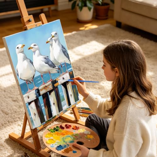 Kalonyth Seagull Framed Paint by Numbers Kit for Adults Beginner 8x12 inch - color: Frame-OP-US05