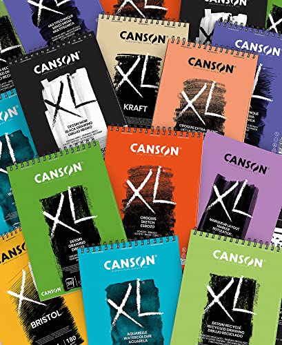 CANSON XL Watercolour 300gsm A4 Paper, Cold Pressed, Spiral Pad Short Side, 30 White Sheets, Ideal for Professional Artists - size: A4