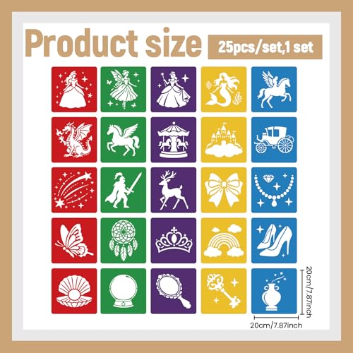 CUTHOLLOW 25 PCS Fairies and Castles Painting Shape Stencils Sets - style: Fairies and Castles