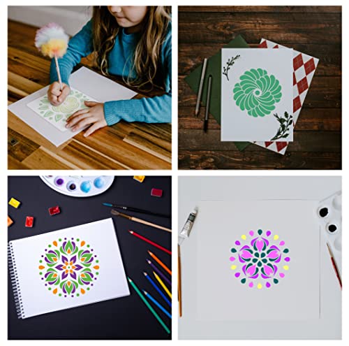 16 Pack Mandala Stencils for Dot Painting on Wood & Canvas - 6x6