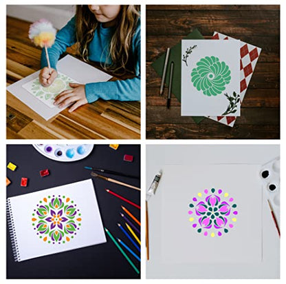 16 Pack Mandala Stencils for Dot Painting on Wood & Canvas - 6x6