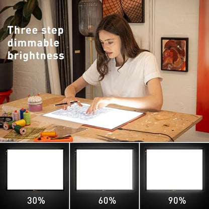 Wafer 2 Lightbox - A3 Light Pad for Tracing, Drawing, Sketching & Painting - Dimmable with Adjustable Brightness - Tracing Lightbox for Artists White/Gray - style: Wafer 2 (A3)