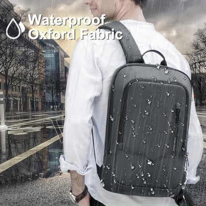 hk Backpack for Men Business Slim Laptop Bag - color: Dark Grey, size: 17.3 Inch