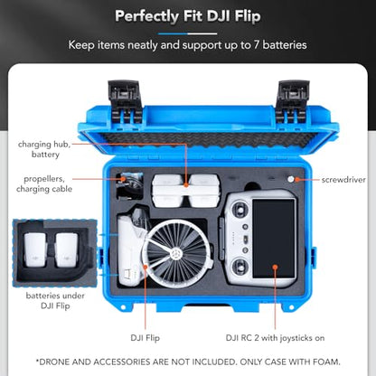 Lykus Titan FP110 Waterproof Hard Case for DJI Flip and DJI RC 2/RC-N3 - color: Blue