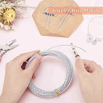BENECREAT 12 Gauge 33 Feet Textured Silver Wire Diamond Cut Aluminum Craft Wire for Ornaments Making and Other Jewelry Craft Work - size: Diamond Cut 2