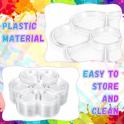 100 Pcs Large Clear Paint Tray Palette, Plum Blossom 7 Square - style: Plum Blossom 7 Square