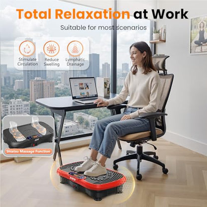 AXV Vibration Plate Exercise Machine Fitness Platform Body Vibrating Board - color: SLIM.RED