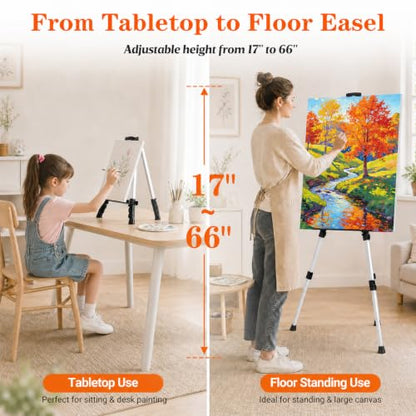 Art Painting Easel Stand, Adjustable Display Tripod Artist Floor Sign Easel - style: Silver