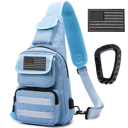Tactical Shoulder Bag - 1000D Molle Military Backpack Outdoor Daypack Chest Pack - color: Blue