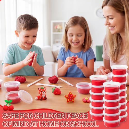 VioraWhite 48 Pcs Air Dry Clay Bulk 1.6lb Modeling Clay Kit,Red - color: Red