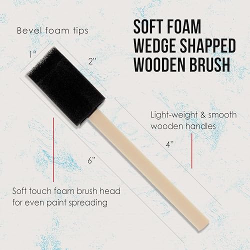 US Art Supply 1 inch Foam Sponge Wood Handle Paint Brush Set, 25-Pack