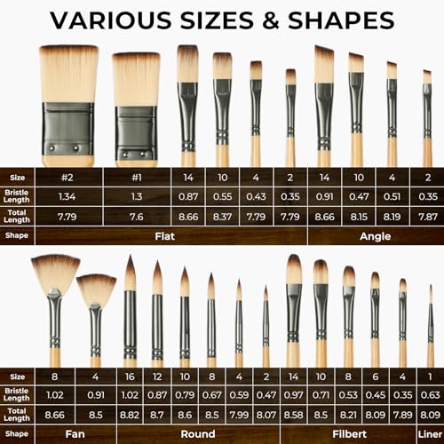 Nicpro 26pcs Professional Paint Brush Set with Palette Knife & Canvas Roll - color: Burlywood