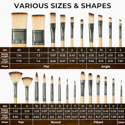 Nicpro 26pcs Professional Paint Brush Set with Palette Knife & Canvas Roll - color: Burlywood