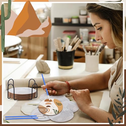 Reallnaive 8 Pcs Boho Paint by Numbers Kit for Adults Wooden Coasters - style: Boho