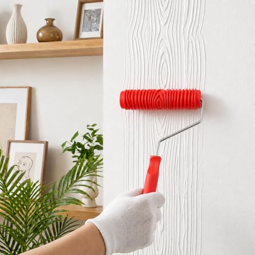 2 PCS 7'' Texture Paint Roller for Wall, Drywall Texture Roller Textured Paint Rollers Pattern Rubber Rollers Textures Tool DIY Decorative Art Paints for Walls, Furnitures and Floors