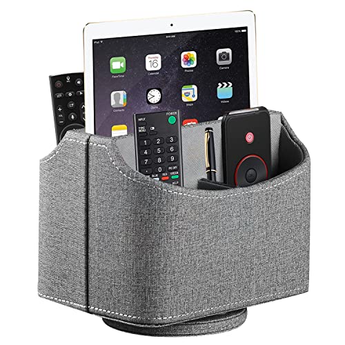 360° Swivel Remote Control Holder,TV Remote Caddy for Nightstand Table - color: Grey Cloth