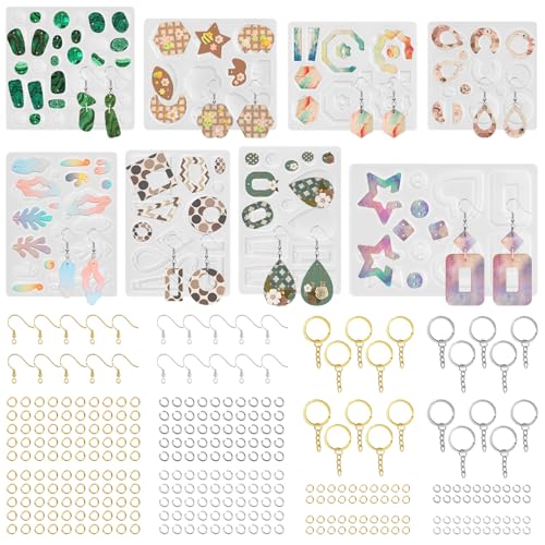 328 Pcs Jewelry Epoxy Resin Silicone Molds Kit with Holes for DIY Earring - color: 328pcs Jewelry Molds