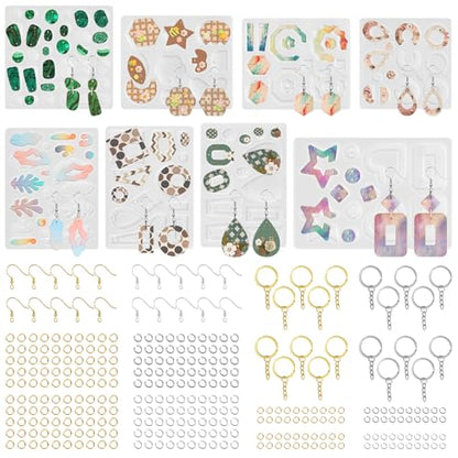 328 Pcs Jewelry Epoxy Resin Silicone Molds Kit with Holes for DIY Earring - color: 328pcs Jewelry Molds