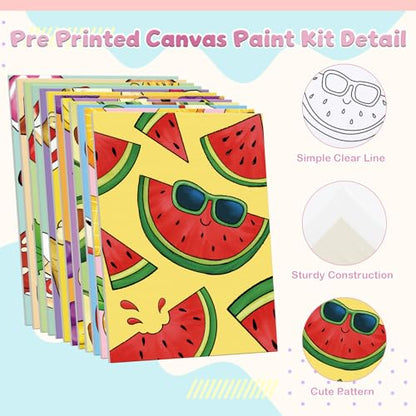 Louise Maelys 12Pack Pre Drawn Canvas to Paint for Kids,Fruit Food - color: FOOD
