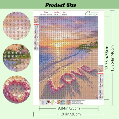 Lanzeyo Diamond Art Kits for Adults 4 Pack Romantic Beach Diamond Painting - color: 01 Beach