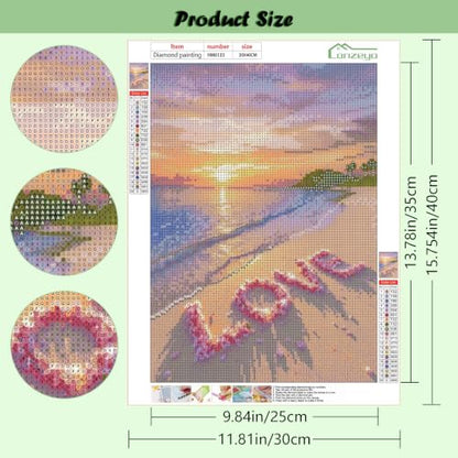 Lanzeyo Diamond Art Kits for Adults 4 Pack Romantic Beach Diamond Painting - color: 01 Beach