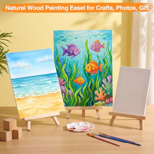 Maitys 24 Pack Painting Kits 18 Canvas Boards with 6 Wooden Easel 3 Size