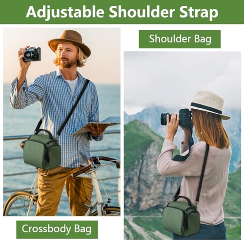 Ainiv DSLR Camera Bag, Large Waterproof Anti-Shock SLR Camera Case, Green - color: Green