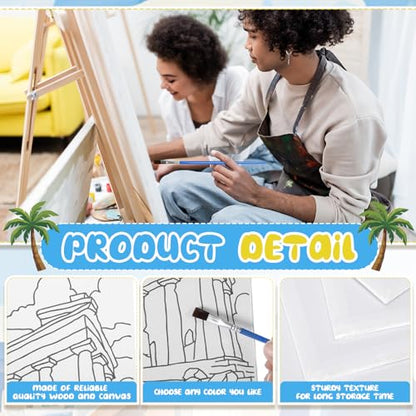 Sherr 108 Pcs Landmarks Sip and Paint Kit, Pre Drawn Canvas for Adults - style: Landmarks