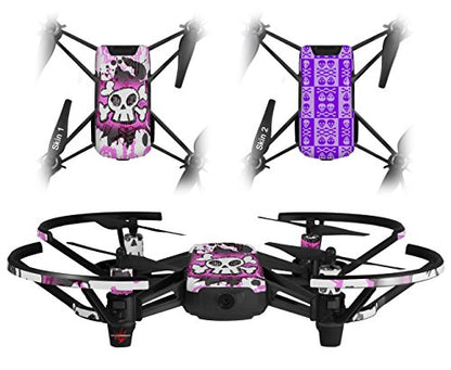 Skin Decal Wrap 2 Pack Compatible with DJI Ryze Tello Cartoon Skull Pink Drone NOT Included