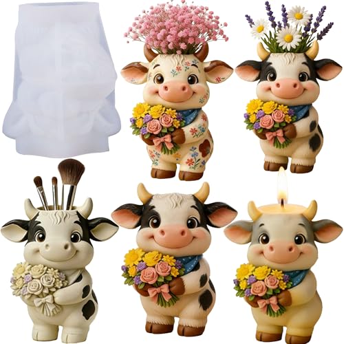 Highland Cow Resin Molds, 3D Animal Candle Molds Silicone for Epoxy Resin - color: Cow Resin Mold
