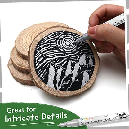5 Silver Paint Marker Pens - Metallic Acrylic Paint Pen for Wood - color: Silver
