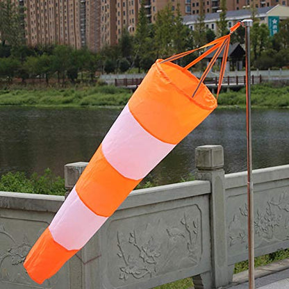 Airport Fluorescent Windsock, Nylon Airport Windsock Outdoor Wind Measurement Sock Bag with Reflective Belt Wind Vane Weather Bag (1 Meter red and White Fluorescent