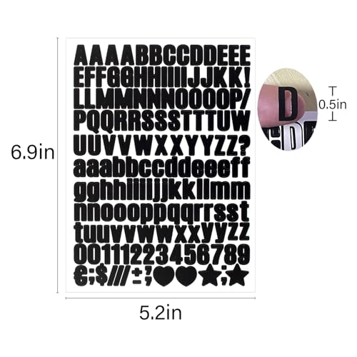Letter Stickers,Mailbox Numbers,0.5 Inch Waterproof Vinyl Alphabet - color: Black 20 Sheets, size: 0.5 Inch