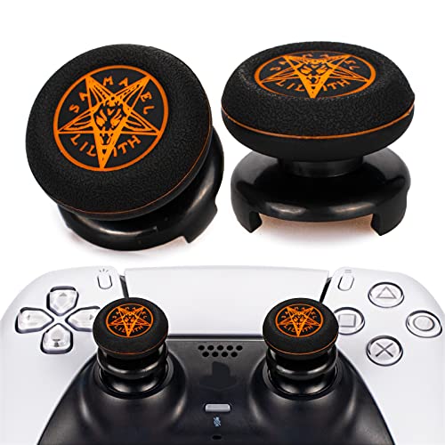 FPS Thumbstick Extender & Printing Rubber Silicone Grip Cover 2 Sets for PS5 & PS4 Controller (Demon Orange) - color: 6