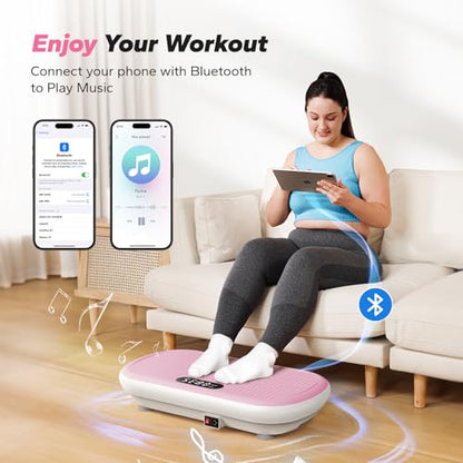 Merach CV40 Curved Vibration Plate Exercise Machine with 440lbs Capacity - color: Pink